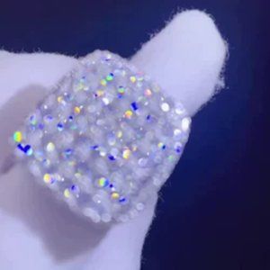 S925 Sterling Silver 14k goldplated Iced Out Moissanite Ring